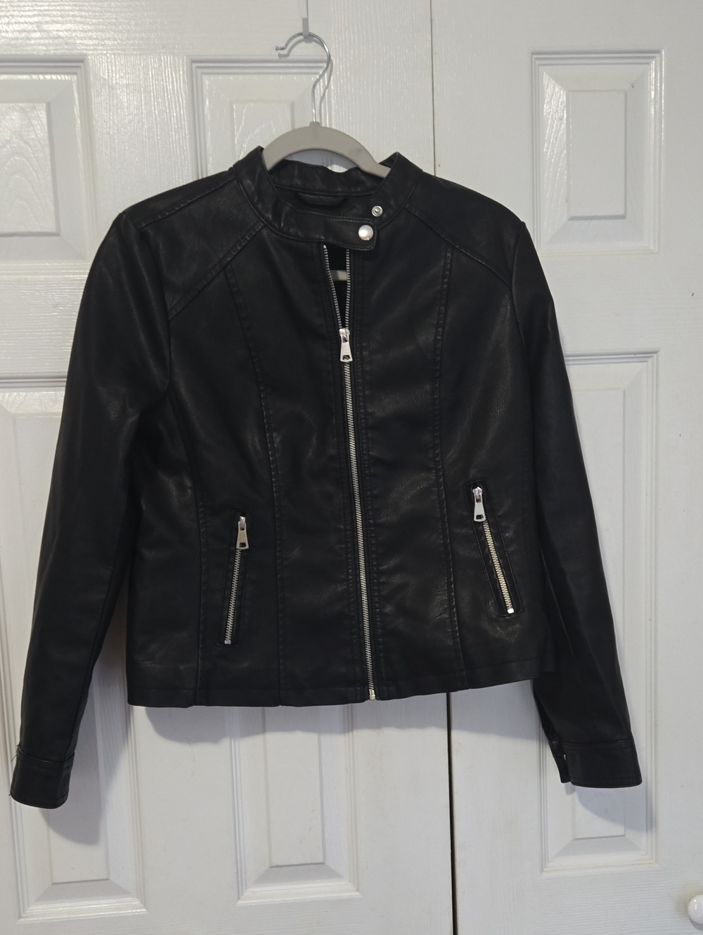 Baccini Faux Leather Moto Jacket Fleece Lined M